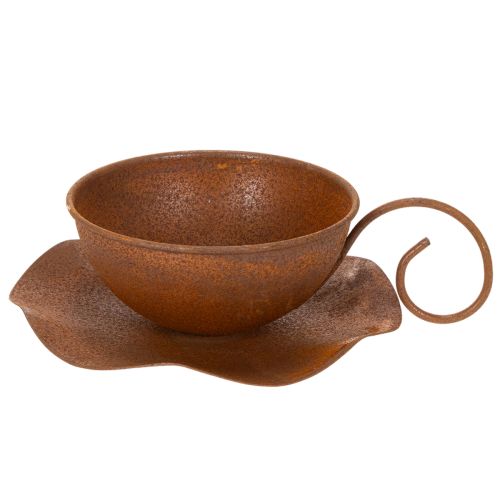 Ültetőkehely tányérral, kaspó, rozsdabarna felülettel, Ø19.5cm, M8cm | Floristik24.hu