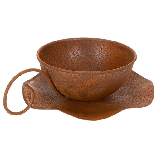Ültetőkehely tányérral, kaspó, rozsdabarna felülettel, Ø19.5cm, M8cm | Floristik24.hu