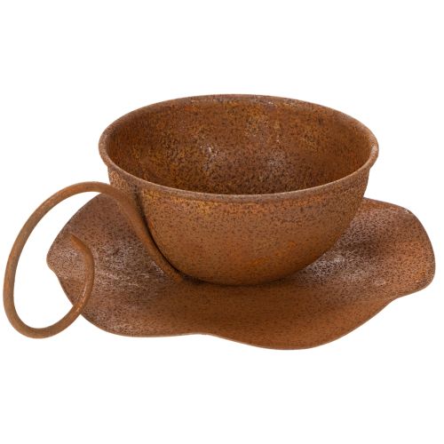 Vintage rozsdaszínű kaspó és csészealj, Ø17.5cm M6cm | Floristik24.hu