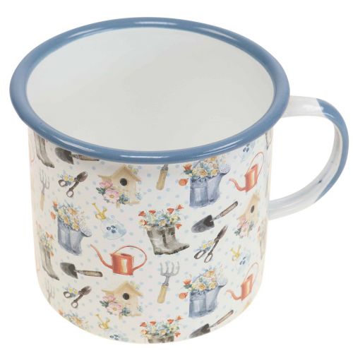 Floristik24 Növényi csésze zománcozott díszpohár kerti motívumok Ø11cm