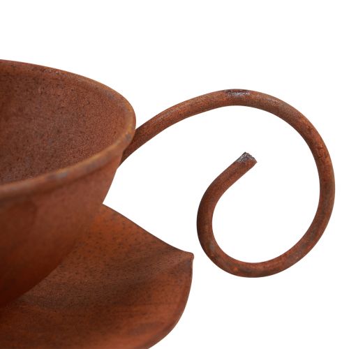 Floristik24 Növényi csésze csészealjjal vintage rozsda Ø17,5cm H6cm