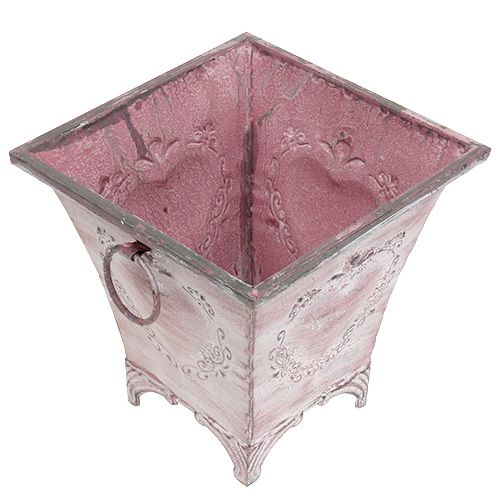 Floristik24 Lemez cserep négyzet rózsaszín 16,7cm x 16,7cm H16,5cm