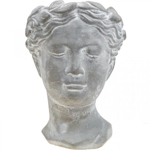 Floristik24 Cserepes mellszobor fehérre mosott növényfejbeton Ø10cm H21cm