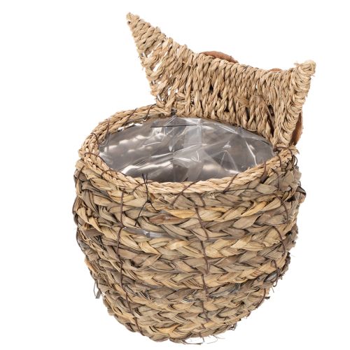 Kézzel szőtt bagolykosár dekoráció ablakpárkányra, 18cm | Floristik24.hu