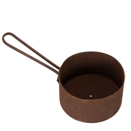 Fém kaspó, virágtartó, rozsdaszínű tálca, dísztárgy, Ø20cm M11cm | Floristik24.hu