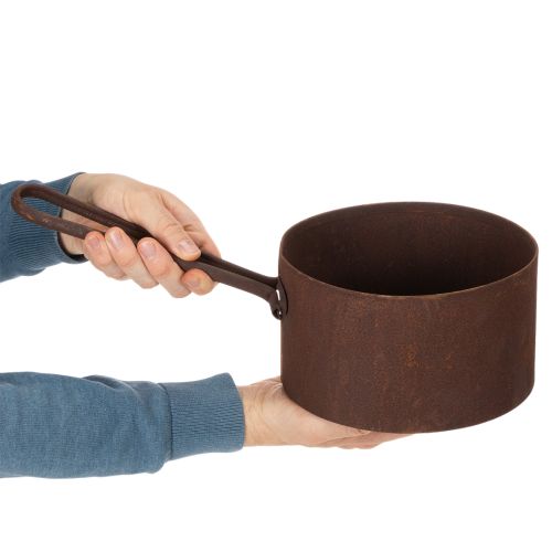 Fém kaspó, virágtartó, rozsdaszínű tálca, dísztárgy, Ø20cm M11cm | Floristik24.hu