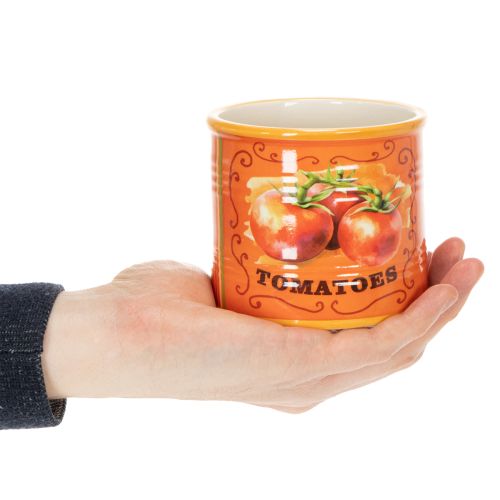 tételeket Paradicsomnövénycserep-készlet, kerámia dekoratív virágcserepek konyhába és retró dekorációhoz, 14 cm, 3 darabos készlet