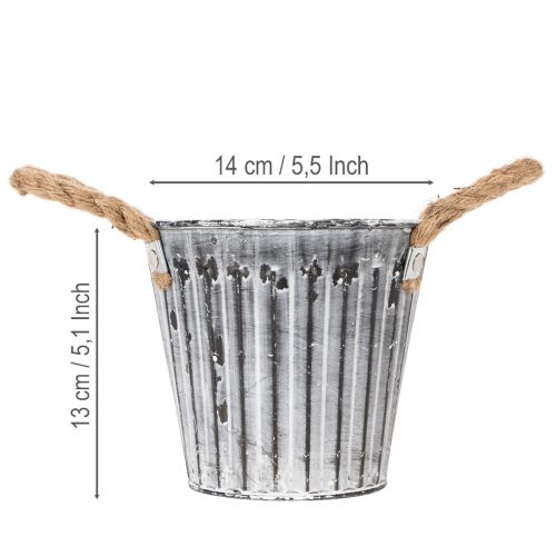 Kaspó fülekkel, fém virágcserép, díszcserép ültetéshez Ø14.5cm | Floristik24.hu