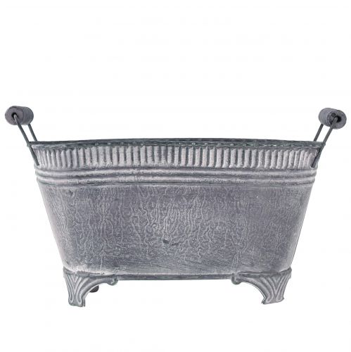 Floristik24 Cserepes ovális virágcserép fémtalp lila fehér L28cm