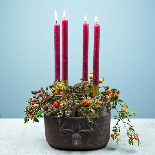 Floristik24 Rozsdapatina növénycserép szarvasfejjel 24cm x 14cm H13cm