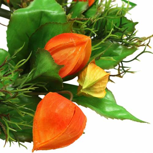 Floristik24 Physalis koszorú műnarancs, zöld Ø28cm őszi dekoráció