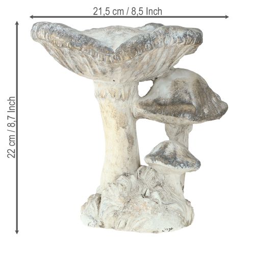 tételeket Gomba dekoráció öntött kő szürke fehér mosott 21,5×18×22cm
