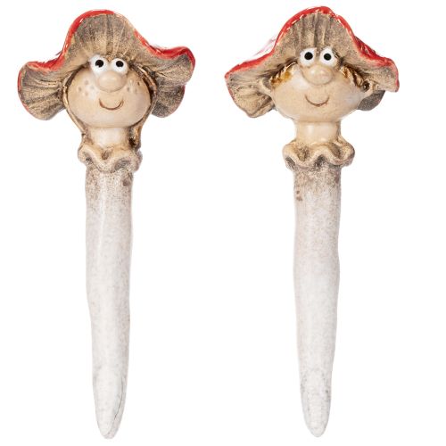 Gombadugóval díszített figura, lány és fiú, légyölő galóca arccal, 13cm, 2db | Floristik24.hu