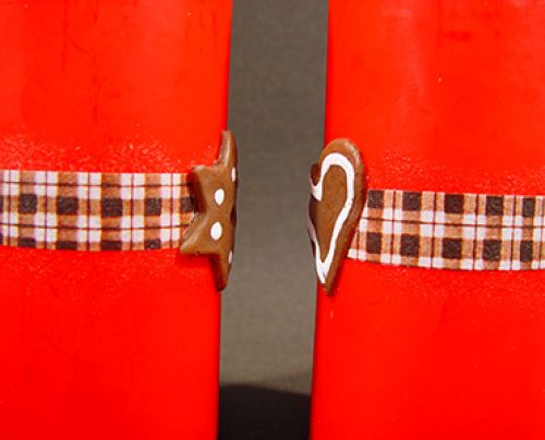 Floristik24 Rubin oszlopos gyertya viaszos csillaggal / szívvel, gyémánt szalagon