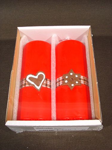 Floristik24 Rubin oszlopos gyertya viaszos csillaggal / szívvel, gyémánt szalagon