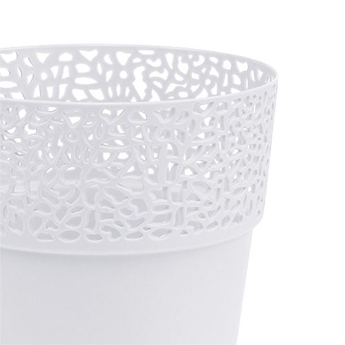 Floristik24 Műanyag ültetőgép fehér Ø14,5cm H15,5cm 1 db