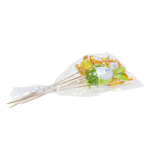 Floristik24 Műanyag tojásos nyuszi 7cm - 9cm fehér-zöld pálcán 6db