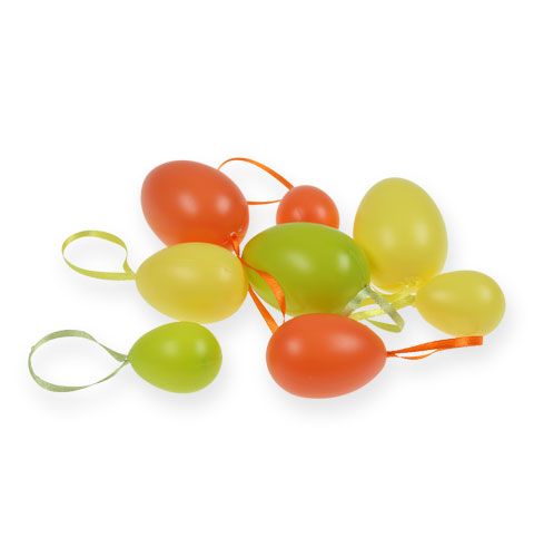 Floristik24 Műanyag dekoratív húsvéti tojás akasztható, válogatott 24db