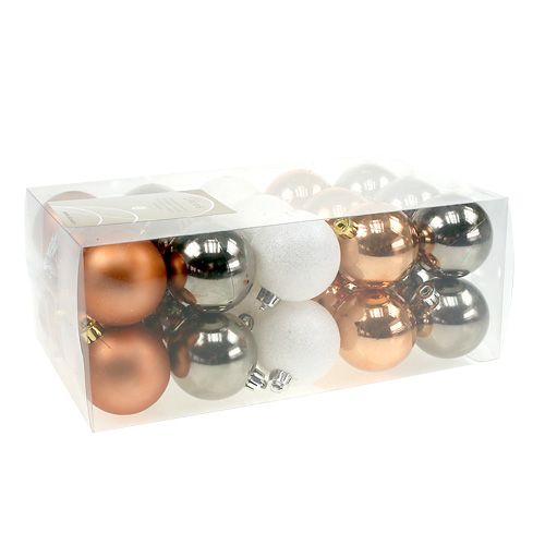 Floristik24 Műanyag golyós mix barna, réz Ø6cm 30db