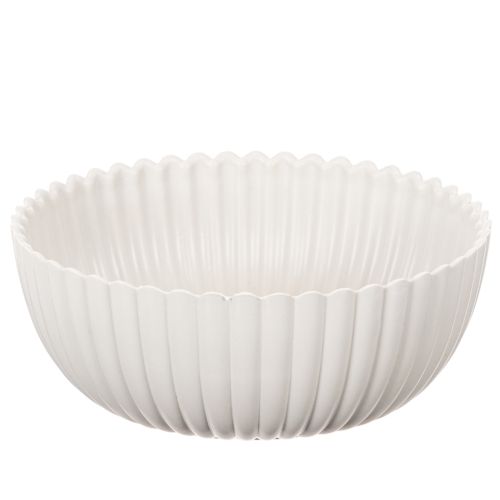 Kerek, bordázott tál fehér színben, sokoldalú dekorációhoz, 15 cm, 2 darab