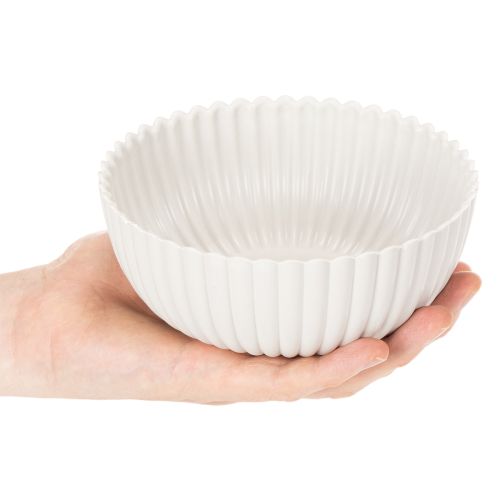 Kerek, bordázott tál fehér színben, sokoldalú dekorációhoz, 15 cm, 2 darab | Floristik24.hu
