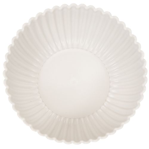 Kerek, bordázott tál fehér színben, sokoldalú dekorációhoz, 15 cm, 2 darab | Floristik24.hu