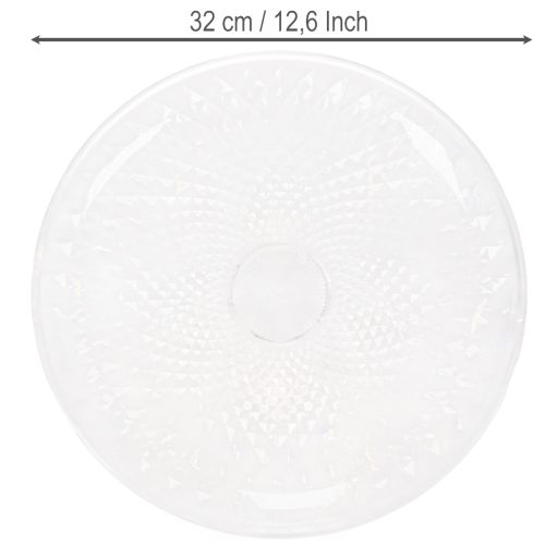 Dekoratív átlátszó kerek tál lábbal, 32 cm | Floristik24.hu