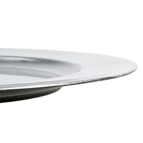 Floristik24 Műanyag tányér 25cm ezüst, ezüst levél hatású