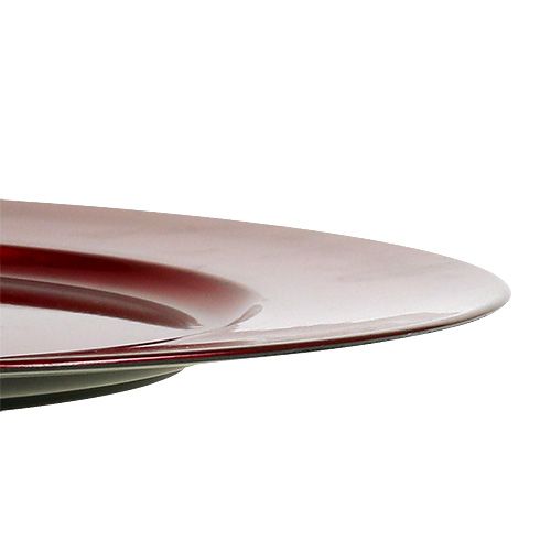 Floristik24 Műanyag tányér Ø25cm piros mázas hatással