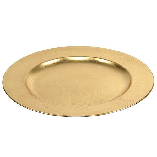 tételeket Műanyag tányér Ø33cm arany, arany levél hatású