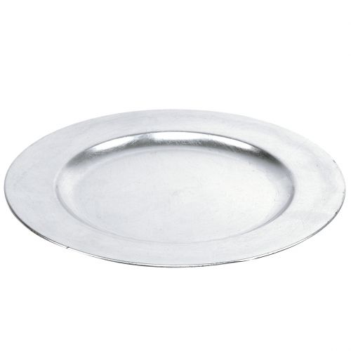 tételeket Műanyag tányér ezüst Ø33cm mázas hatással
