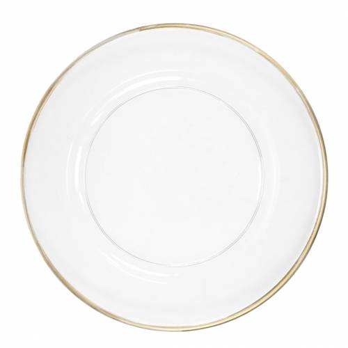 Dekoratív tányér arany peremmel átlátszó műanyag Ø33cm