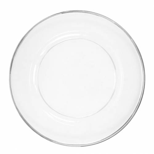 tételeket Dekoratív tányér ezüst peremmel, átlátszó műanyag Ø33cm