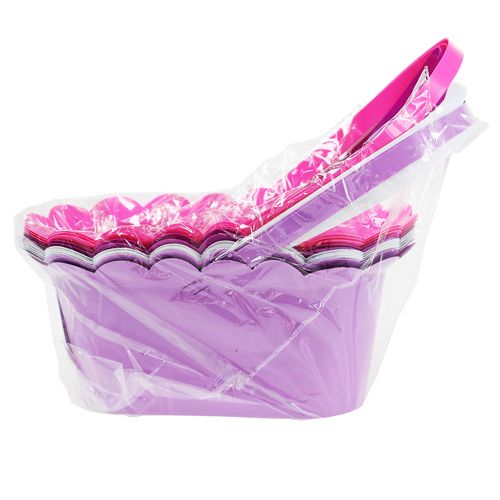 Floristik24 Műanyag edény ovális fogantyúval tarka 21,5cm x 11cm 10db