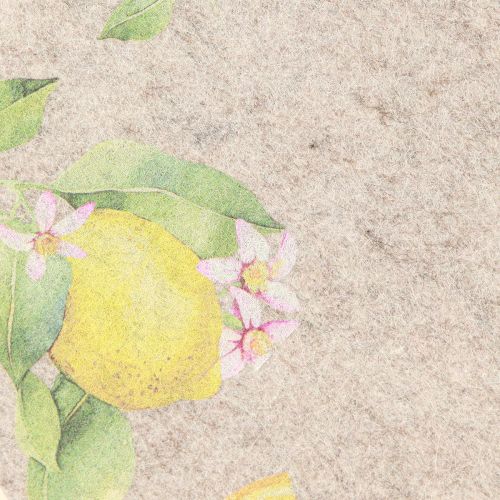 tételeket Tányéralátétek Kerek Szürke Filc Nyári Citrom 31cm 2 db