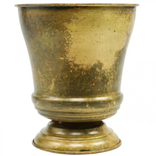 Vintage virágtartó fém csésze váza sárgaréz Ø17cm H19cm | Floristik24.hu