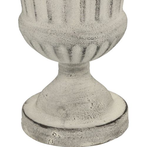 Floristik24 Csésze váza Metal Deco Shabby Chic fehér szürke H24cm Ø20cm