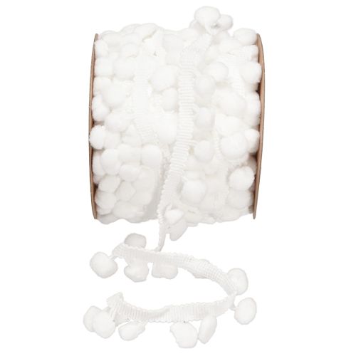 Pom Pom szalag fehér dekoratív szalag pomponokkal 20mm 15m