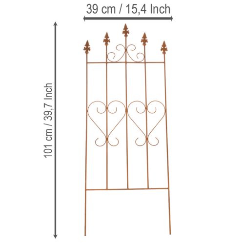 tételeket Szív mintás rácsos ág, romantikus stílusú mászóeszköz kerti ösvényekre vagy teraszokra, 101 cm