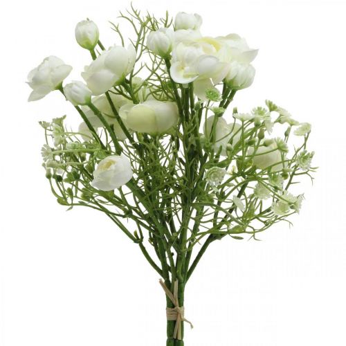 Floristik24 Ranunculus Bouquet Művirágok Selyemvirágok Fehér L37cm