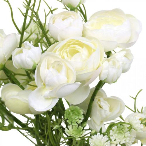 Ranunculus Bouquet Művirágok Selyemvirágok Fehér L37cm