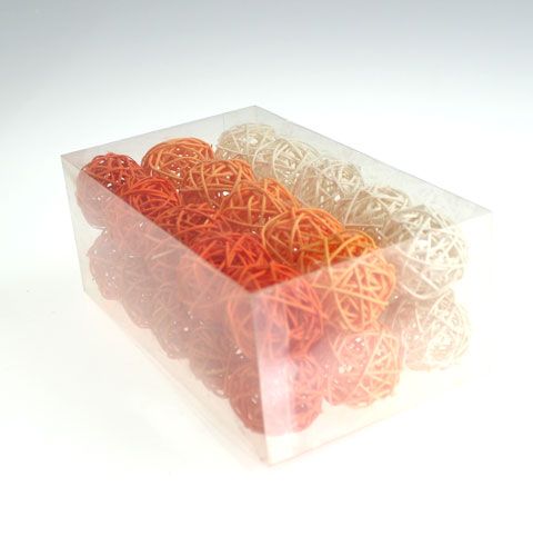 Floristik24 Rattan golyók 4,5cm narancssárga sárgabarack 30 db