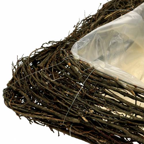 tételeket Dekoratív növénypárna természetes ágakkal, 40x40 cm - Ideális temetési és sírdíszítéshez, natúr rattan mintával