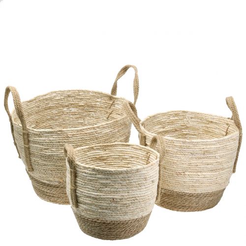 Floristik24 Rattan kosár természet/barna Ø40/32/26cm 3db
