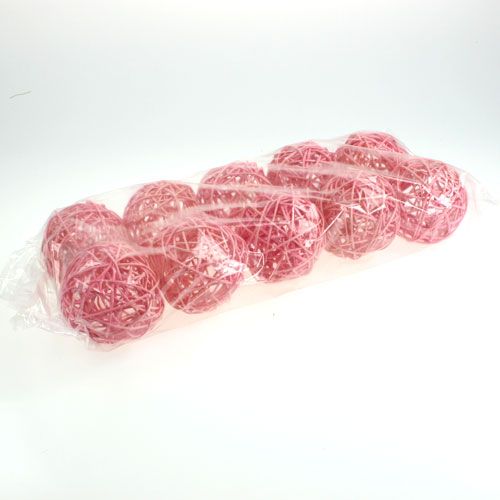 Floristik24 Rattan golyó Ø10cm rózsaszín 10db
