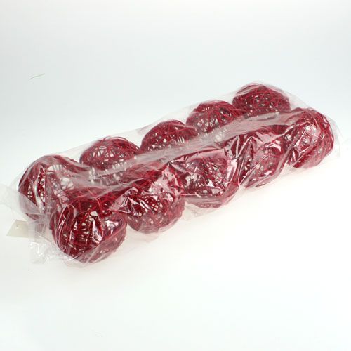 Floristik24 Rattan golyó 10cm piros 10db