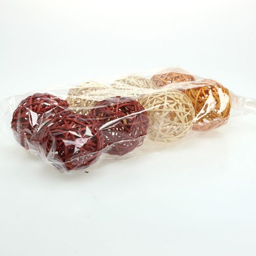Floristik24 Dekoratív rattan golyók 3 színű Ø8cm 8db