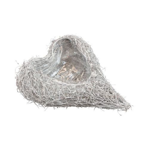 Floristik24 Szőlő szív növény szív növény tál fehér natúr 16×21×8cm