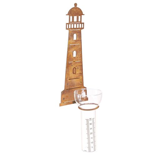 Esőmérő Lighthouse Rust Look – dekoratív esőmérő a kerthez és a kerítéshez 41 cm rozsda