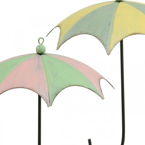 tételeket Fém esernyők, rugós, függő esernyők, őszi dekoráció rózsaszín/zöld, kék/sárga H29,5cm Ø24,5cm 2 db-os készlet